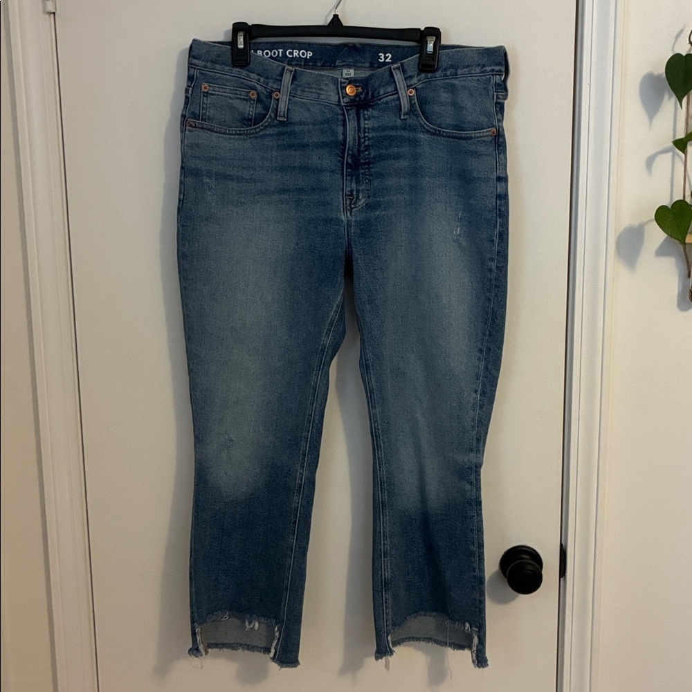 J. Crew Demi Boot Crop Jeans Raw Hem Size 32